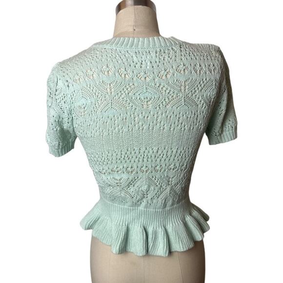 LC Lauren Conrad Mint Short Sleeve Open Knit Top Women's Size XS - Picture 3 of 6